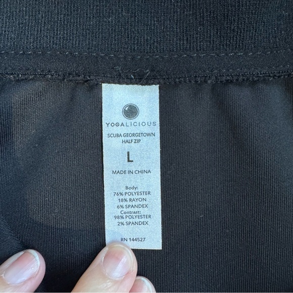 Yogalicious Black Quarter Zip Pullover Scuba Knit Size L - Picture 9 of 9